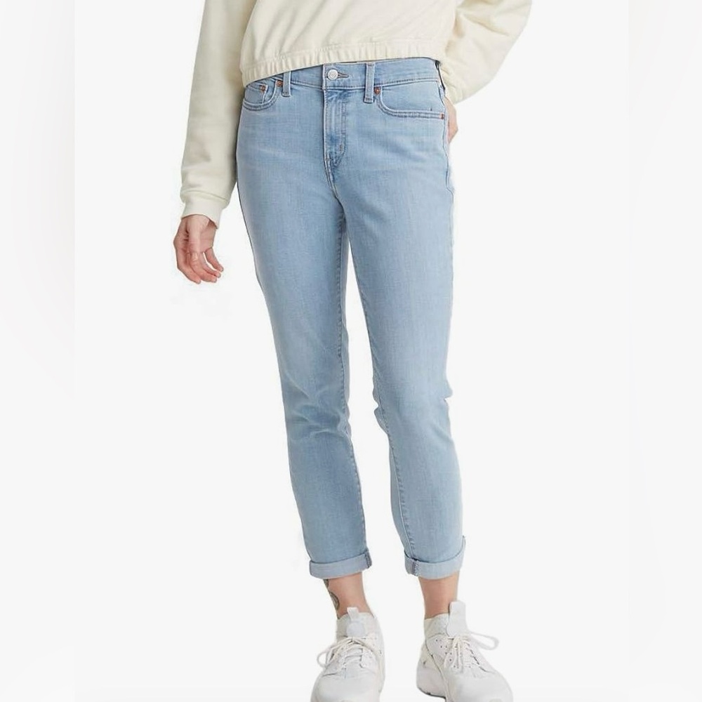 Signature Gold Levi Strauss Boyfriend Cropped Jeans Sky Blue Size 29